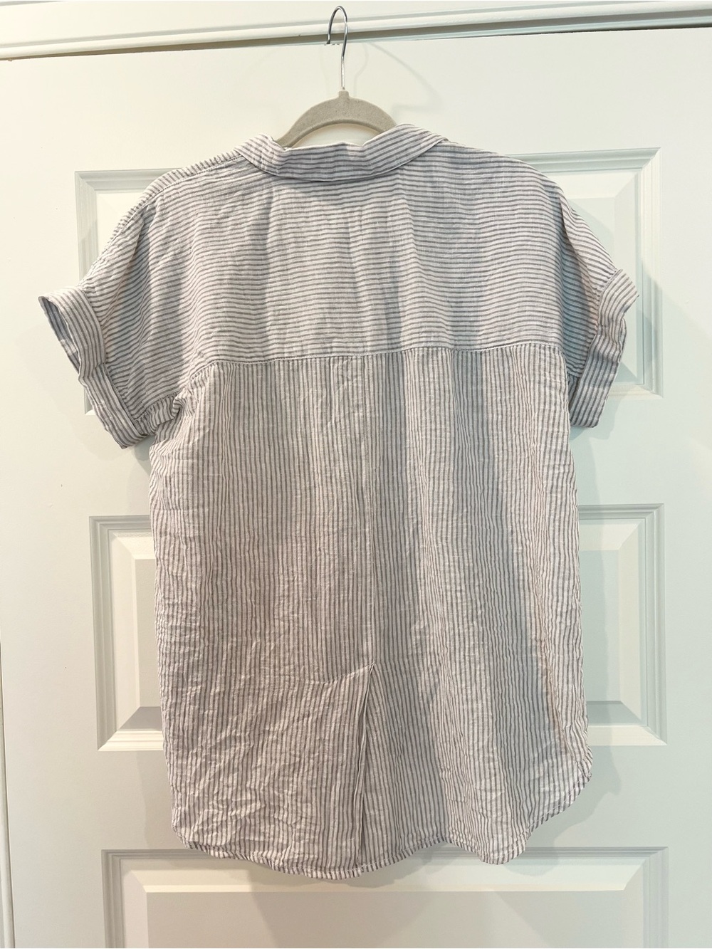 BeachLunchLounge Linen Blend Striped Split Neck Tunic Top Coastal Boho Medium - Picture 10 of 11